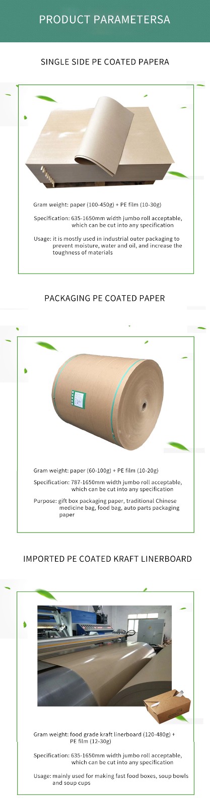 PE COATED PAPER