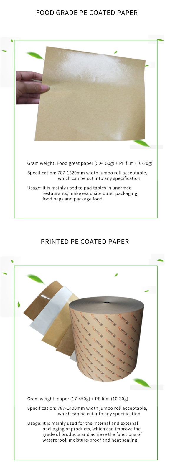 PE COATED PAPER